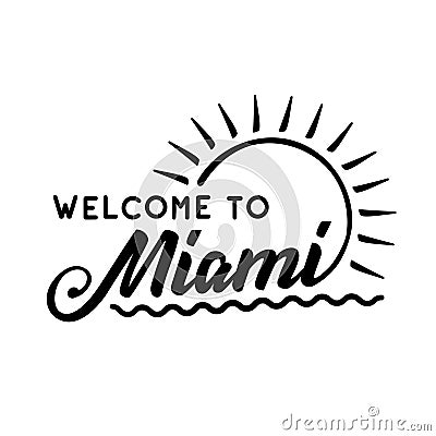 Welcome To Miami. Vector and illustration. Cartoon Illustration