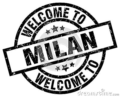 welcome to Milan stamp Vector Illustration