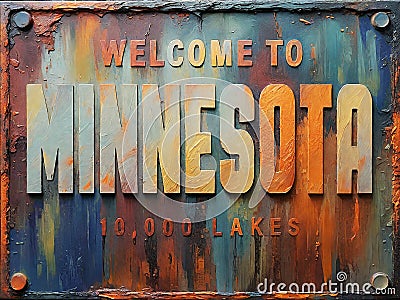 Welcome to Minnesota Rusted Street Sign Stock Photo