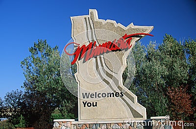 Welcome to Minnesota Sign Stock Photo