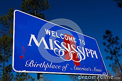 Welcome to Mississippi state Road sign Stock Photo