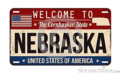 Welcome to Nebraska vintage rusty license plate Vector Illustration