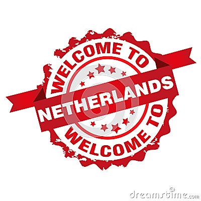 Welcome to Netherlands stamp Vector Illustration