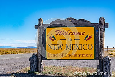 Welcome to New Mexico Sign - Land of Enchantment Stock Photo