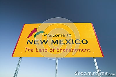 Welcome to New Mexico state sign, The Land of Enchantment Stock Photo