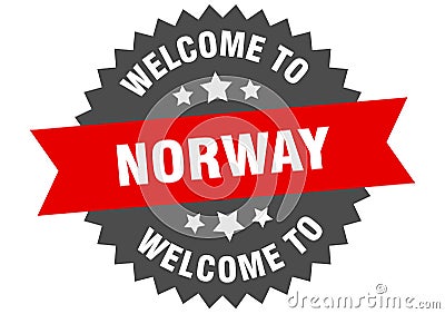 welcome to Norway. Welcome to Norway isolated sticker. Vector Illustration