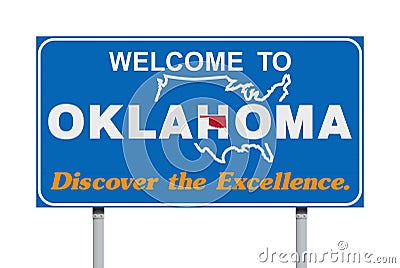 Welcome to Oklahoma road sign Cartoon Illustration