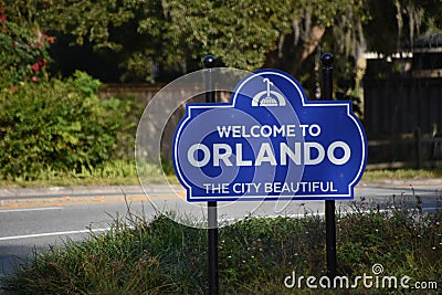 Welcome to Orlando sign in Florida Editorial Stock Photo