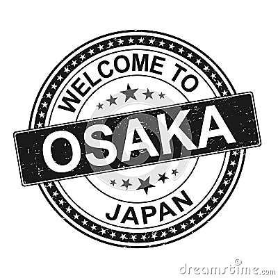 Welcome to osaka japan blue round grunge welcome to stamp Vector Illustration
