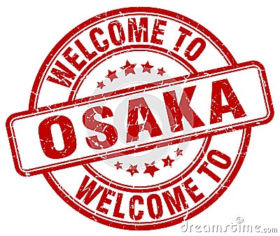 welcome to Osaka red round stamp Vector Illustration