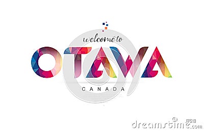 Welcome to ottawa canada card and letter design typography icon Vector Illustration