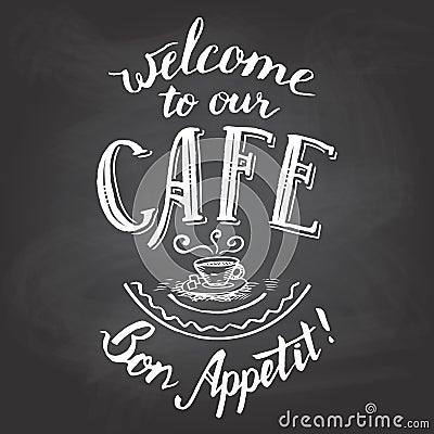 Welcome To Our Cafe  Chalkboard Printable Stock Vector 
