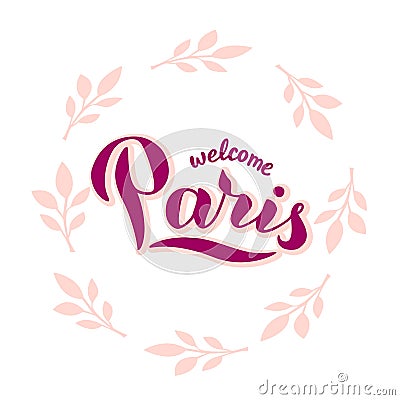 Paris typography text logo. Trendy lettering design. Print for t-shirt, postcard, souvenir, bag. Vector Vector Illustration