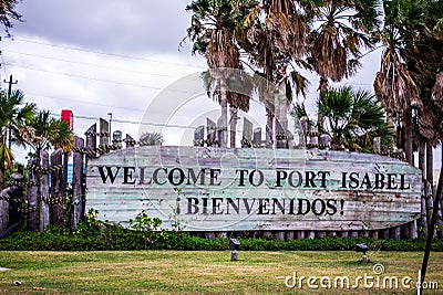 Welcome to port isabel texas sign Editorial Stock Photo