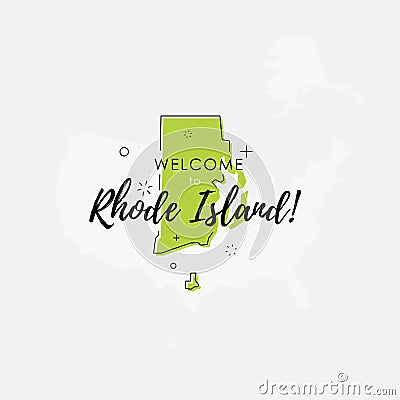 Welcome to Rhode Island state map Cartoon Illustration