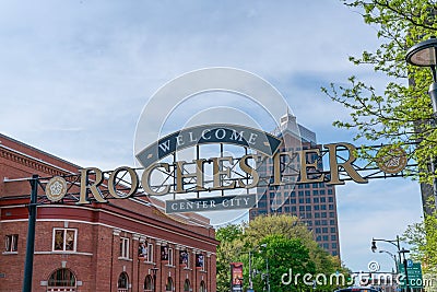 Welcome to Rochester Sign Editorial Stock Photo