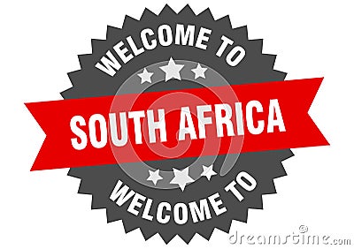 welcome to South Africa. Welcome to South Africa isolated sticker. Vector Illustration