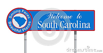 Welcome to South Carolina road sign Cartoon Illustration