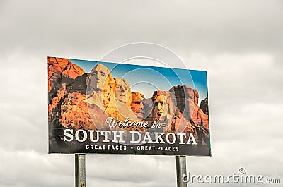 Welcome to South Dakota Sign Editorial Stock Photo