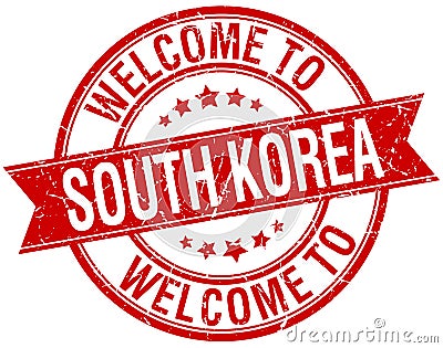 welcome to South Korea stamp Vector Illustration