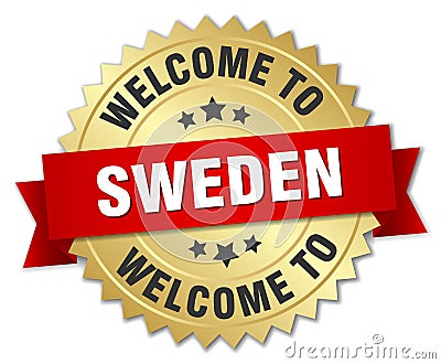 welcome to Sweden badge Vector Illustration