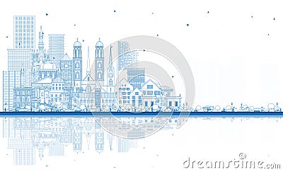 Welcome to Switzerland. Outline City Skyline with Blue Buildings. Switzerland Cityscape with Landmarks. Bern. Basel. Lugano. Stock Photo