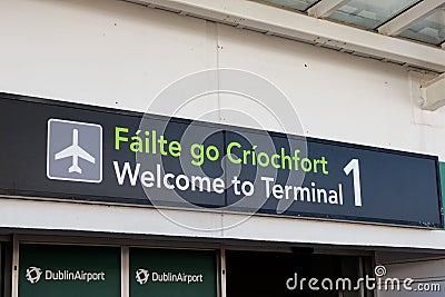 Welcome to Terminal 1 airport sign Editorial Stock Photo