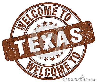 welcome to Texas brown round stamp Vector Illustration