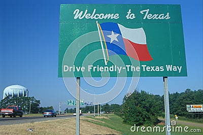 Welcome to Texas Sign Editorial Stock Photo