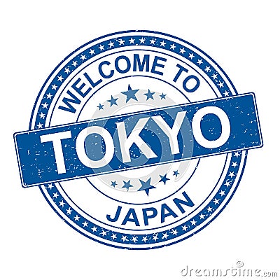 Welcome to Tokyo japan blue round grunge welcome to stamp Vector Illustration