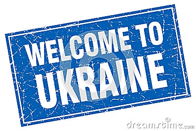 welcome to Ukraine stamp Vector Illustration