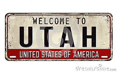 Welcome to Utah vintage rusty metal plate Vector Illustration