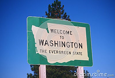 Welcome to Washington State Sign Stock Photo