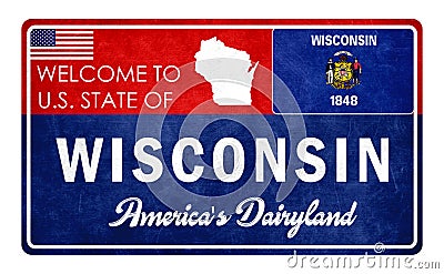 Welcome to Wisconsin - grunge sign Stock Photo