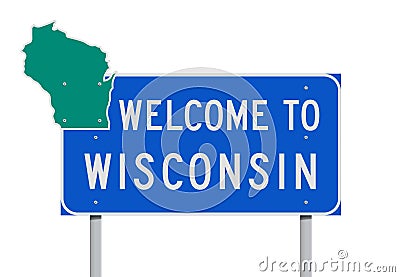 Welcome to Wisconsin road sign Cartoon Illustration