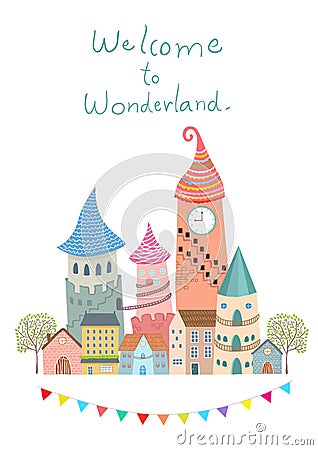 Welcome to wonderland vector illustration Vector Illustration