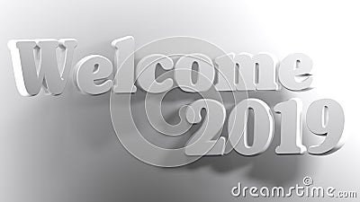 Welcome 2019 white - 3D rendering Stock Photo