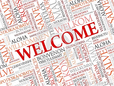 WELCOME word cloud in different languages Stock Photo