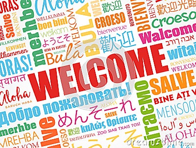 WELCOME word cloud in different languages, conceptual background Stock Photo