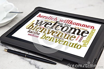 Welcome word cloud Stock Photo