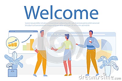 Welcome Word and Deal or Partnership Agreement. Vector Illustration