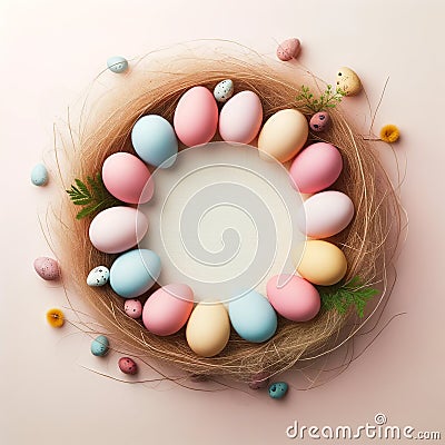 Welcoming Spring with Pastel Easter Nest Stock Photo
