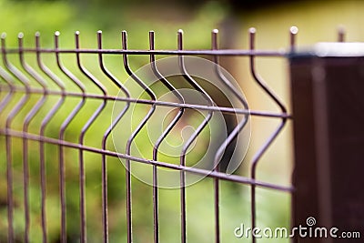 Welded metal wire mesh fence closeup Stock Photo