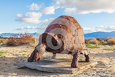 Welded steel sculpture of a giant tortoise by Ricardo Breceda Editorial Stock Photo