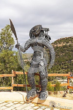 Welded steel sculpture of a warrior Editorial Stock Photo