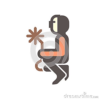 Welder icon and sitting welding work Vector Illustration