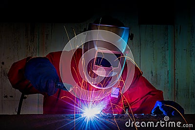 Welder Industrial automotive part in factory Stock Photo