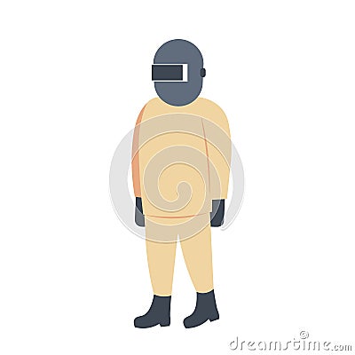 Welder man icon industrial worker in protective uniform and mask professional occupation concept male cartoon character Vector Illustration