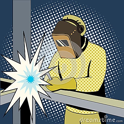 Welder pop art style vector illustration Vector Illustration