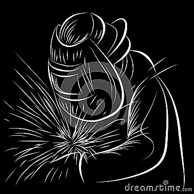 Welder Scratchboard Style Vector Illustration